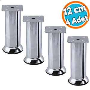 Mobilya Ayak Krom Baza Koltuk Kanepe Yatak Çekyat Destek Ayağı 12 Cm Metal Yükseltici Ayaklar 4 Adet
