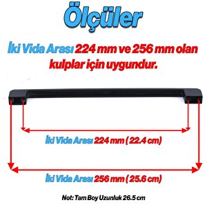 Metal Kulp 256 Mm - 25.6 Cm Mobilya Çekmece Mutfak Dolabı Dolap Kulpları Kulbu Kulpu Siyah