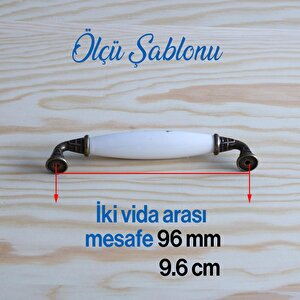 Mobilya Mutfak Çekmece Dolap Kapak Dolabı Kulbu Kulpu Gerçek Porselen Kulpları Beyaz (96 Mm-9.6 Cm)