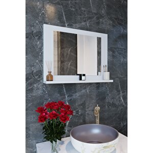 Yakut Dresuar,60x45 Beyaz Raflı Banyo Aynası Beyaz