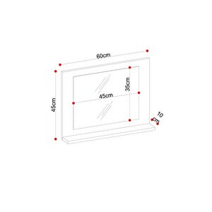 Yakut Dresuar,60x45 Beyaz Raflı Banyo Aynası Beyaz
