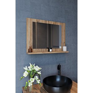 Yakut Dresuar,60x45 Raflı Banyo Aynası Atlantik Çam