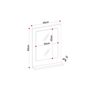 Safir Banyo Aynası, Dresuar,60x45 Atlantik Çam Raflı Banyo Aynası