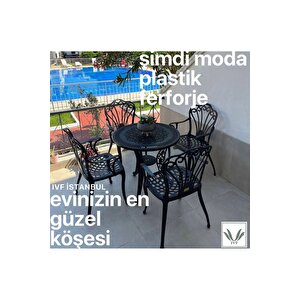 İstanbul Model Ferforje Görünümlü Plasti̇k Masa Ve Sandalye Takım 4 Sandalye 1 Masa