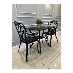 İstanbul Model Ferforje Görünümlü Plasti̇k Kare Masa Ve Sandalye Takım 2 Sandalye 1 Masa