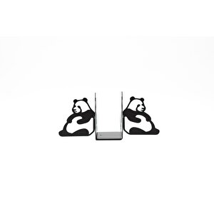 Çocuk Odası Panda Desenli Metal Kitap Desteği - Kitap Tutucu - Ev Ve Ofis Dekoratif Aksesuar (2 Li̇ Set)