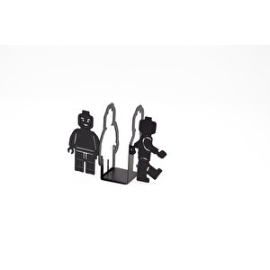 Robot Desenli Metal Kitap Desteği - Kitap Tutucu - Ev Ve Ofis Dekoratif Aksesuar (2 Li̇ Set)