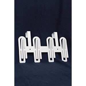 Modern Desenli Metal Kapı Arkası Askılığı Beyaz