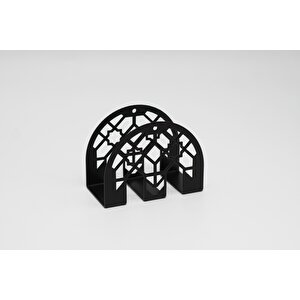 Metal Masa Üstü Sofra Dekoratif Siyah Peçetelik Modern Model