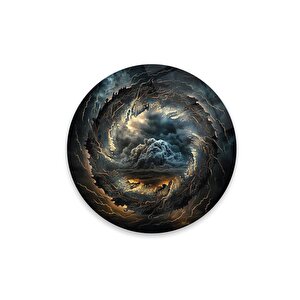 Dalga Yuvarlak Cam Tablo | Hediyelik, Dekoratif, Ofis, Mutfak 80x80 cm