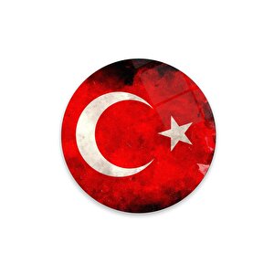 Bayrak Yuvarlak Cam Tablo | Hediyelik, Dekoratif, Ofis, Mutfak 80x80 cm