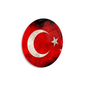 Bayrak Yuvarlak Cam Tablo | Hediyelik, Dekoratif, Ofis, Mutfak 80x80 cm