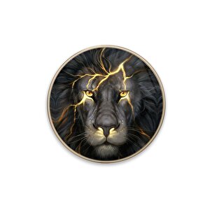 Aslan Yuvarlak Cam Tablo | Hediyelik, Dekoratif, Ofis, Mutfak 80x80 cm