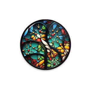 Vitray Yuvarlak Cam Tablo | Hediyelik, Dekoratif, Ofis, Mutfak 80x80 cm