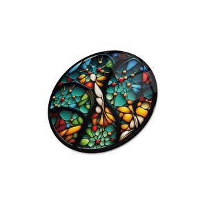 Vitray Yuvarlak Cam Tablo | Hediyelik, Dekoratif, Ofis, Mutfak 80x80 cm