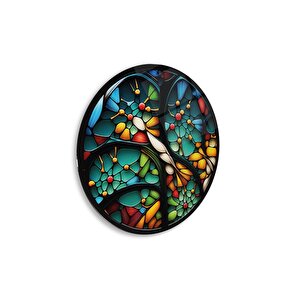 Vitray Yuvarlak Cam Tablo | Hediyelik, Dekoratif, Ofis, Mutfak 80x80 cm