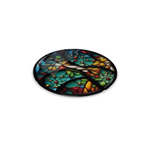 Vitray Yuvarlak Cam Tablo | Hediyelik, Dekoratif, Ofis, Mutfak