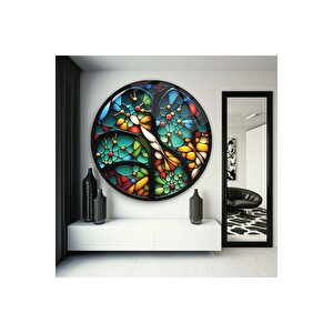 Vitray Yuvarlak Cam Tablo | Hediyelik, Dekoratif, Ofis, Mutfak