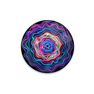 Soyut Neon Yuvarlak Cam Tablo | Hediyelik, Dekoratif, Ofis, Mutfak 80x80 cm
