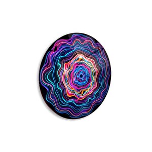 Soyut Neon Yuvarlak Cam Tablo | Hediyelik, Dekoratif, Ofis, Mutfak 80x80 cm
