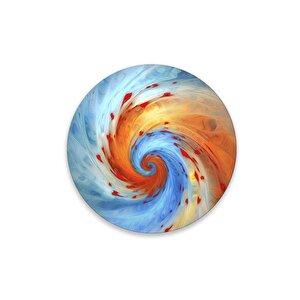 Soyut Yuvarlak Yuvarlak Cam Tablo | Hediyelik, Dekoratif, Ofis, Mutfak 80x80 cm