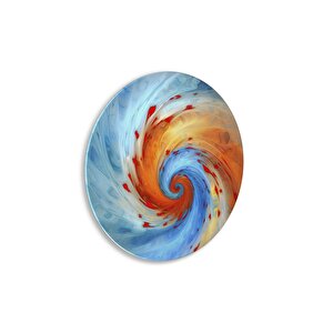 Soyut Yuvarlak Yuvarlak Cam Tablo | Hediyelik, Dekoratif, Ofis, Mutfak 80x80 cm
