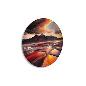 Manzara Yuvarlak Cam Tablo | Hediyelik, Dekoratif, Ofis, Mutfak 80x80 cm