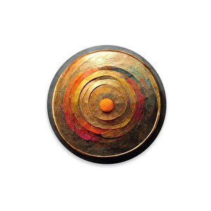 Soyut Yuvarlak Cam Tablo | Hediyelik, Dekoratif, Ofis, Mutfak 80x80 cm