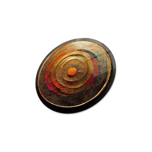 Soyut Yuvarlak Cam Tablo | Hediyelik, Dekoratif, Ofis, Mutfak 80x80 cm