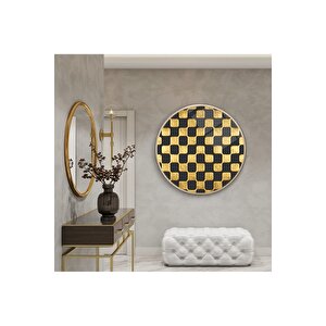 Gold Desen Yuvarlak Cam Tablo | Hediyelik, Dekoratif, Ofis, Mutfak