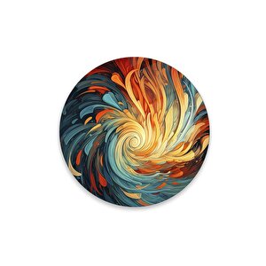 Soyut Yuvarlak Yuvarlak Cam Tablo | Hediyelik, Dekoratif, Ofis, Mutfak 30x30 cm