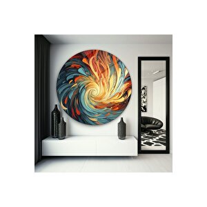 Soyut Yuvarlak Yuvarlak Cam Tablo | Hediyelik, Dekoratif, Ofis, Mutfak 60x60 cm