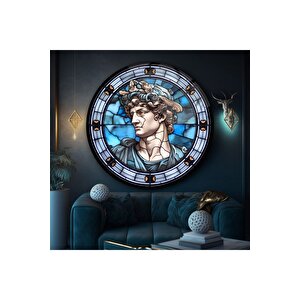 Davud Heykeli Yuvarlak Cam Tablo | Hediyelik, Dekoratif, Ofis, Mutfak 80x80 cm