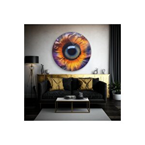 Göz Bebeği Yuvarlak Cam Tablo | Hediyelik, Dekoratif, Ofis, Mutfak 60x60 cm