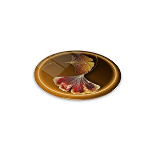 Gold Yaprak Yuvarlak Cam Tablo | Hediyelik, Dekoratif, Ofis, Mutfak