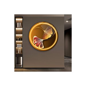 Gold Yaprak Yuvarlak Cam Tablo | Hediyelik, Dekoratif, Ofis, Mutfak