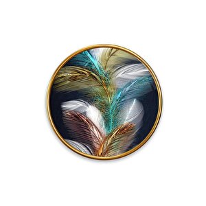 Gold Desenler Yuvarlak Cam Tablo | Hediyelik, Dekoratif, Ofis, Mutfak 80x80 cm