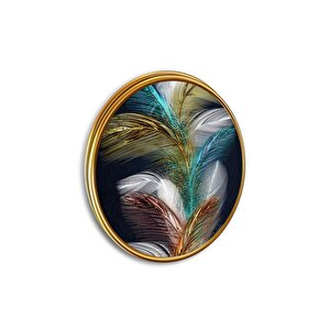 Gold Desenler Yuvarlak Cam Tablo | Hediyelik, Dekoratif, Ofis, Mutfak 80x80 cm