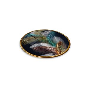 Gold Desenler Yuvarlak Cam Tablo | Hediyelik, Dekoratif, Ofis, Mutfak