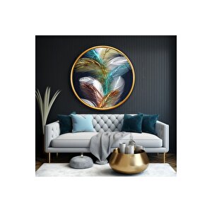 Gold Desenler Yuvarlak Cam Tablo | Hediyelik, Dekoratif, Ofis, Mutfak