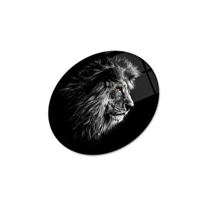 Aslan Yuvarlak Cam Tablo | Hediyelik, Dekoratif, Ofis, Mutfak 60x60 cm