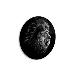 Aslan Yuvarlak Cam Tablo | Hediyelik, Dekoratif, Ofis, Mutfak 60x60 cm