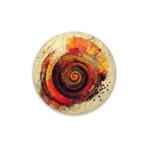 Soyut Yuvarlak Cam Tablo | Hediyelik, Dekoratif, Ofis, Mutfak 80x80 cm