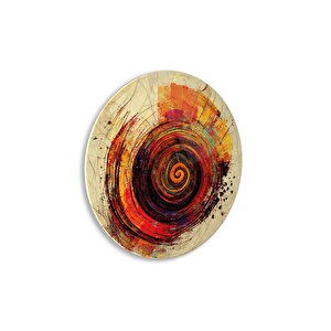 Soyut Yuvarlak Cam Tablo | Hediyelik, Dekoratif, Ofis, Mutfak 80x80 cm
