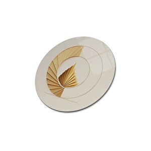 Soyut Yuvarlak Cam Tablo | Hediyelik, Dekoratif, Ofis, Mutfak 30x30 cm