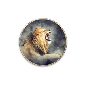Aslan Yuvarlak Cam Tablo | Hediyelik, Dekoratif, Ofis, Mutfak 80x80 cm