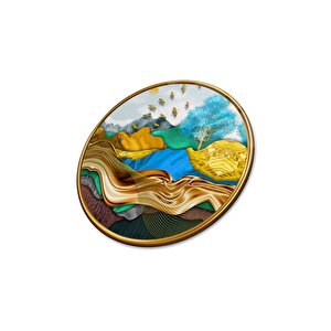 Gold Desenler Yuvarlak Cam Tablo | Hediyelik, Dekoratif, Ofis, Mutfak 80x80 cm