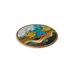Gold Desenler Yuvarlak Cam Tablo | Hediyelik, Dekoratif, Ofis, Mutfak