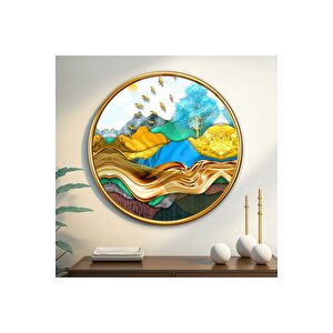 Gold Desenler Yuvarlak Cam Tablo | Hediyelik, Dekoratif, Ofis, Mutfak