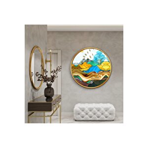 Gold Desenler Yuvarlak Cam Tablo | Hediyelik, Dekoratif, Ofis, Mutfak
